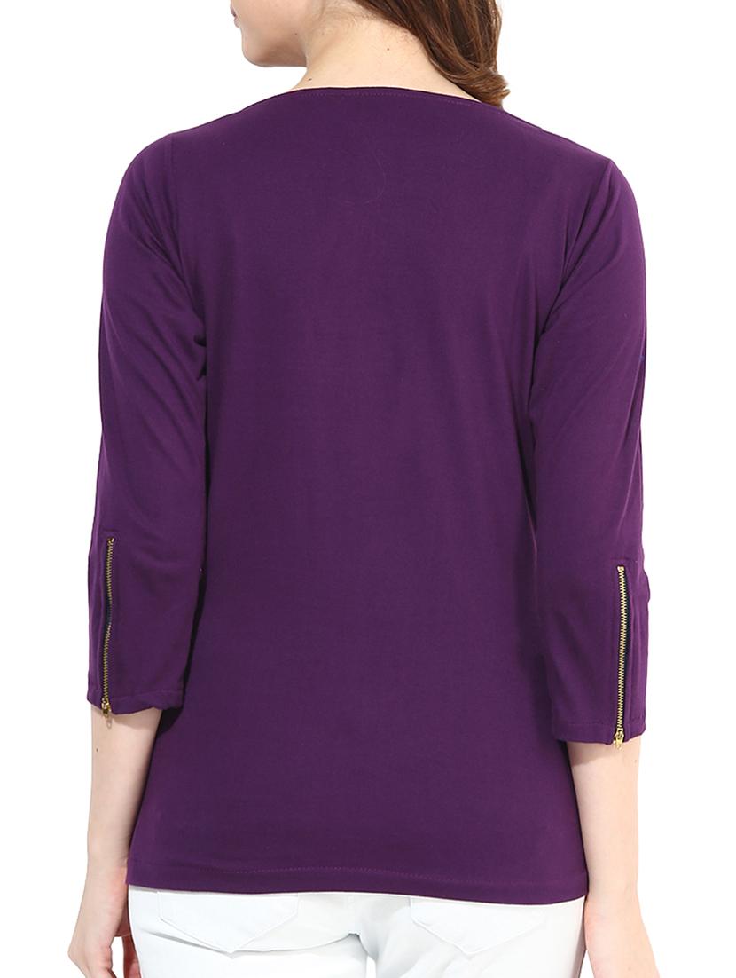 zipper detail knitted tee - 15419084 - Zoom Image - 3