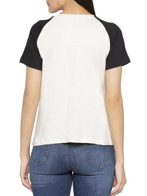 contrast raglan sleeved graphic tee - 15419163 - Standard Image - 3