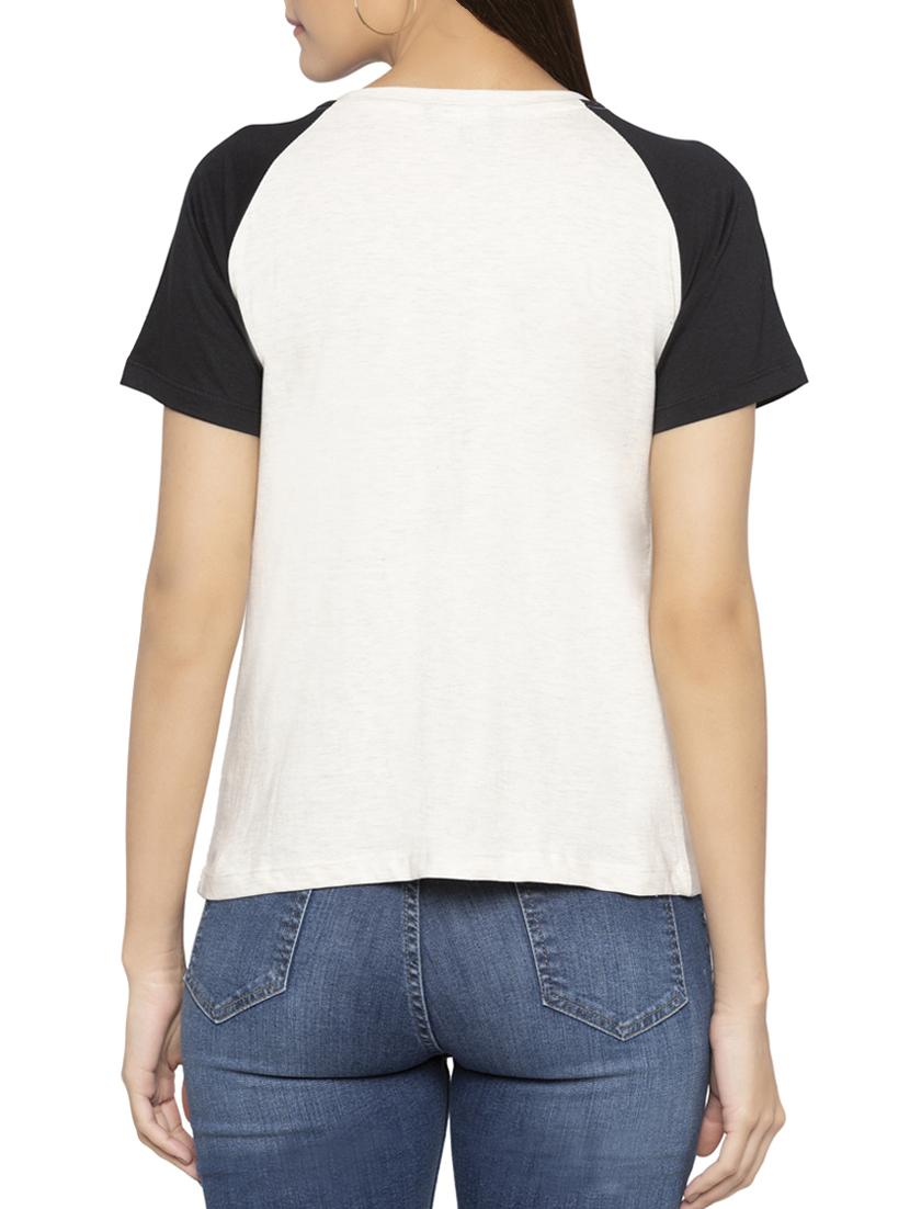 contrast raglan sleeved graphic tee - 15419163 - Zoom Image - 3
