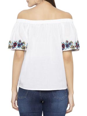 off shoulder embroidered top - 15419197 - Standard Image - 3
