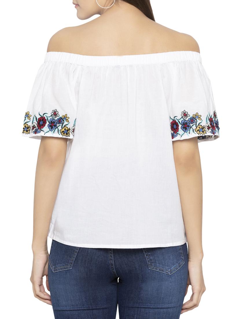 off shoulder embroidered top - 15419197 - Zoom Image - 3