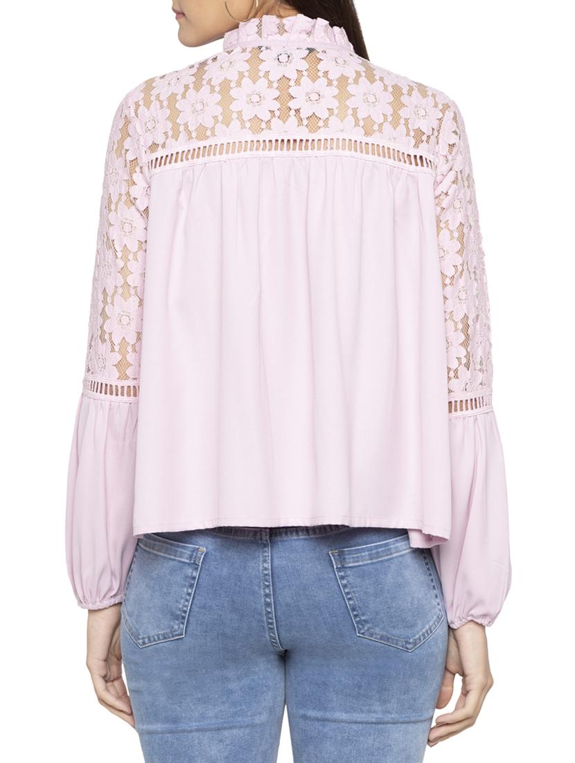 floral lace tie-up neck top - 15419198 - Zoom Image - 3