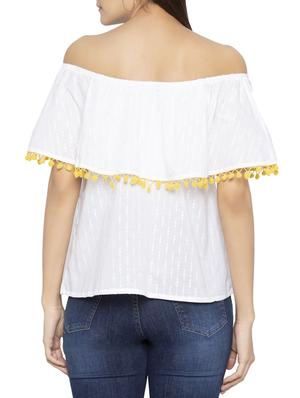 off shoulder pom-pom detail top - 15419205 - Standard Image - 3