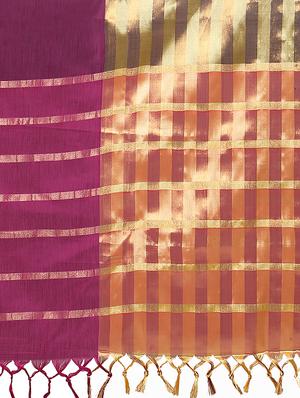 Stripes bordered handloom saree with blouse - 15419220 - Standard Image - 3
