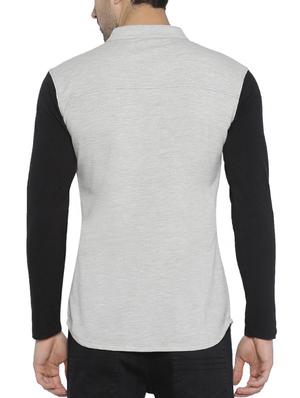 grey color block casual shirt - 15419455 - Standard Image - 3
