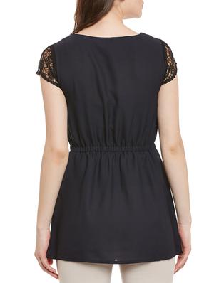 lace sleeved blouson tunic - 15419505 - Standard Image - 3