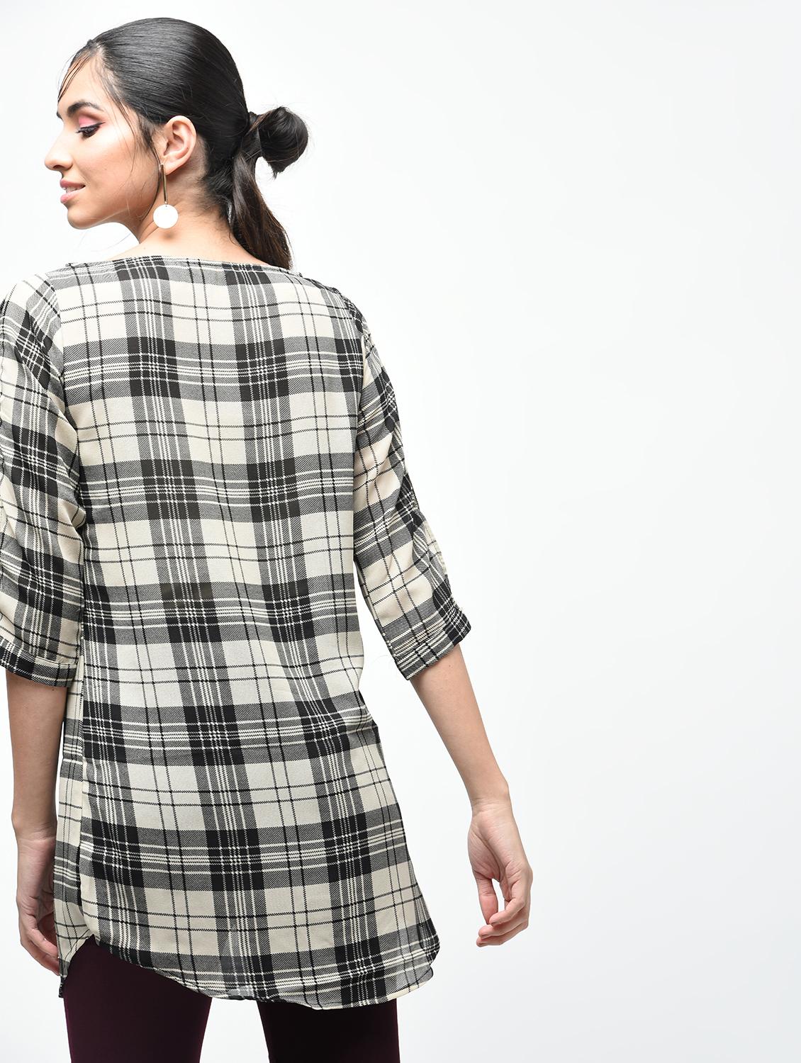 plaid boat neck tunic - 15419513 - Zoom Image - 3