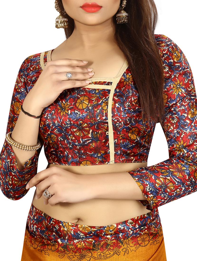 Printed bordered saree with blouse - 15420163 - Zoom Image - 3