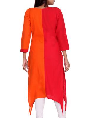 Asymmetric color block kurta - 15420180 - Standard Image - 3