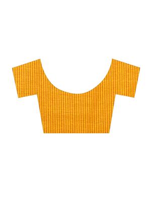 contrast checkered mustard bhagalpuri saree with blouse - 15420328 - Standard Image - 3