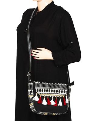black canvas regular sling bag - 15421006 - Standard Image - 6