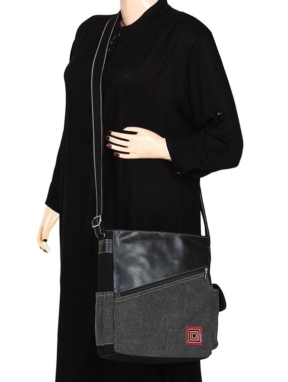grey canvas regular sling bag - 15421010 - Zoom Image - 6