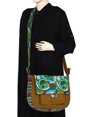 brown canvas regular sling bag - 15421031 - Standard Image - 6