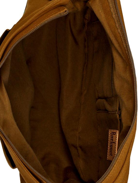 brown canvas regular sling bag - 15421031 - Zoom Image - 3