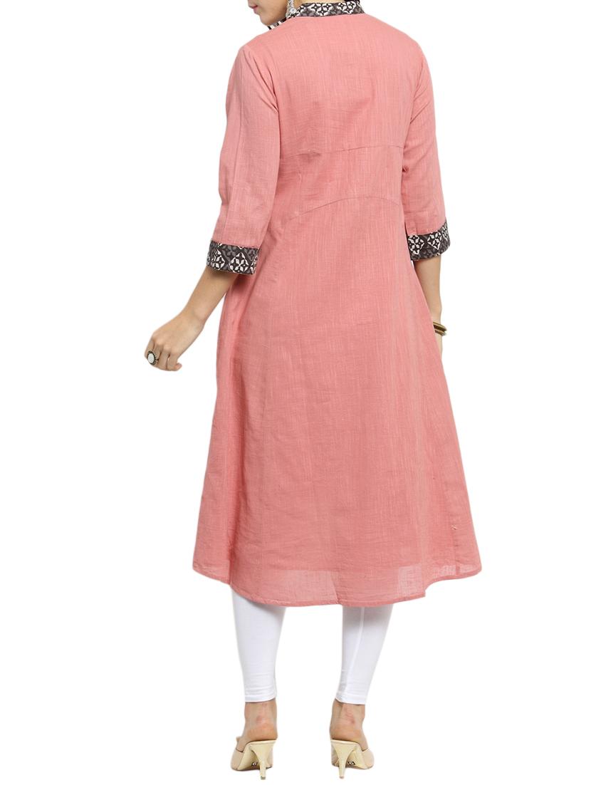 pink high-low kurta - 15421768 - Zoom Image - 3