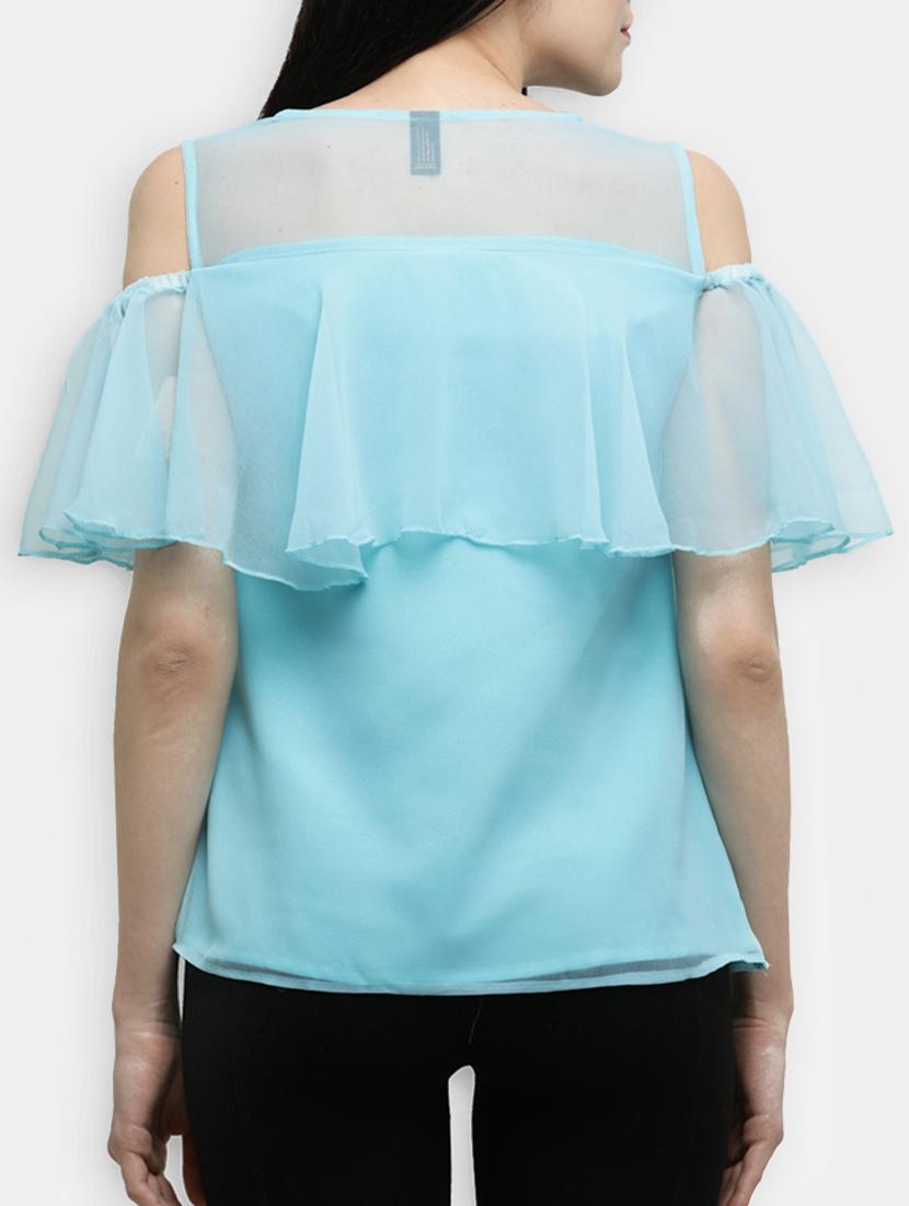 cold shoulder ruffled top - 15425772 - Zoom Image - 3