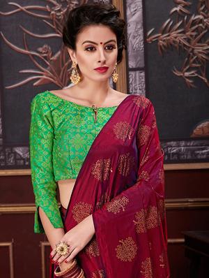 gold foil conversational printed saree with blouse - 15425952 - Standard Image - 3