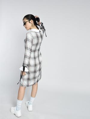 tie-up detail checkered dress - 15426415 - Standard Image - 3