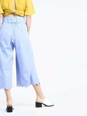 scallop hem front bow striped culottes - 15426421 - Standard Image - 3