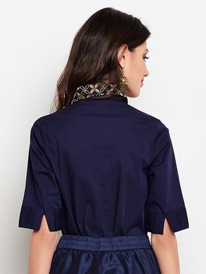 Zari Work Slim Fit Collar Shirt - 15427056 - Standard Image - 3