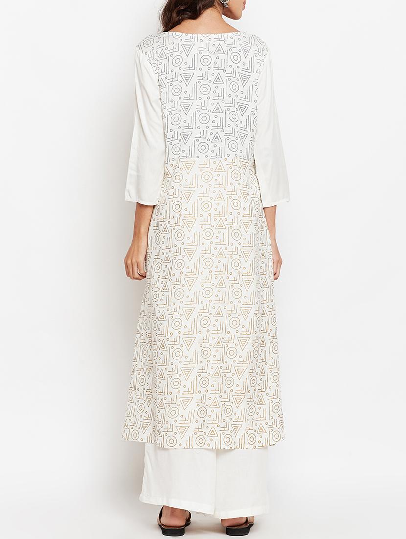 Layered block print kurta - 15427080 - Zoom Image - 3