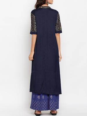 Asymmetric block print kurta - 15427081 - Standard Image - 3