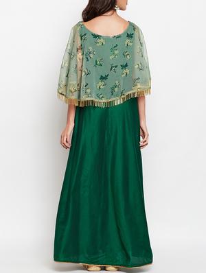 a-line kurta with cape - 15427093 - Standard Image - 3