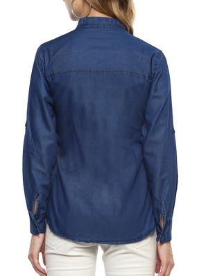 roll up sleeve denim shirt - 15427896 - Standard Image - 3