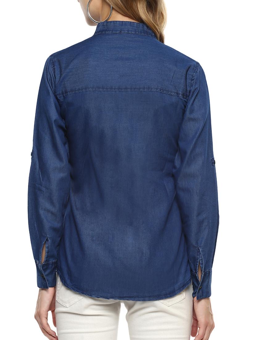 roll up sleeve denim shirt - 15427896 - Zoom Image - 3