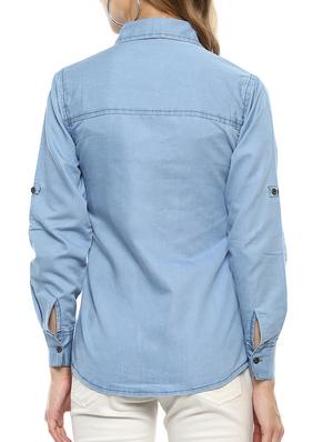 roll up sleeve denim shirt - 15427897 - Standard Image - 3