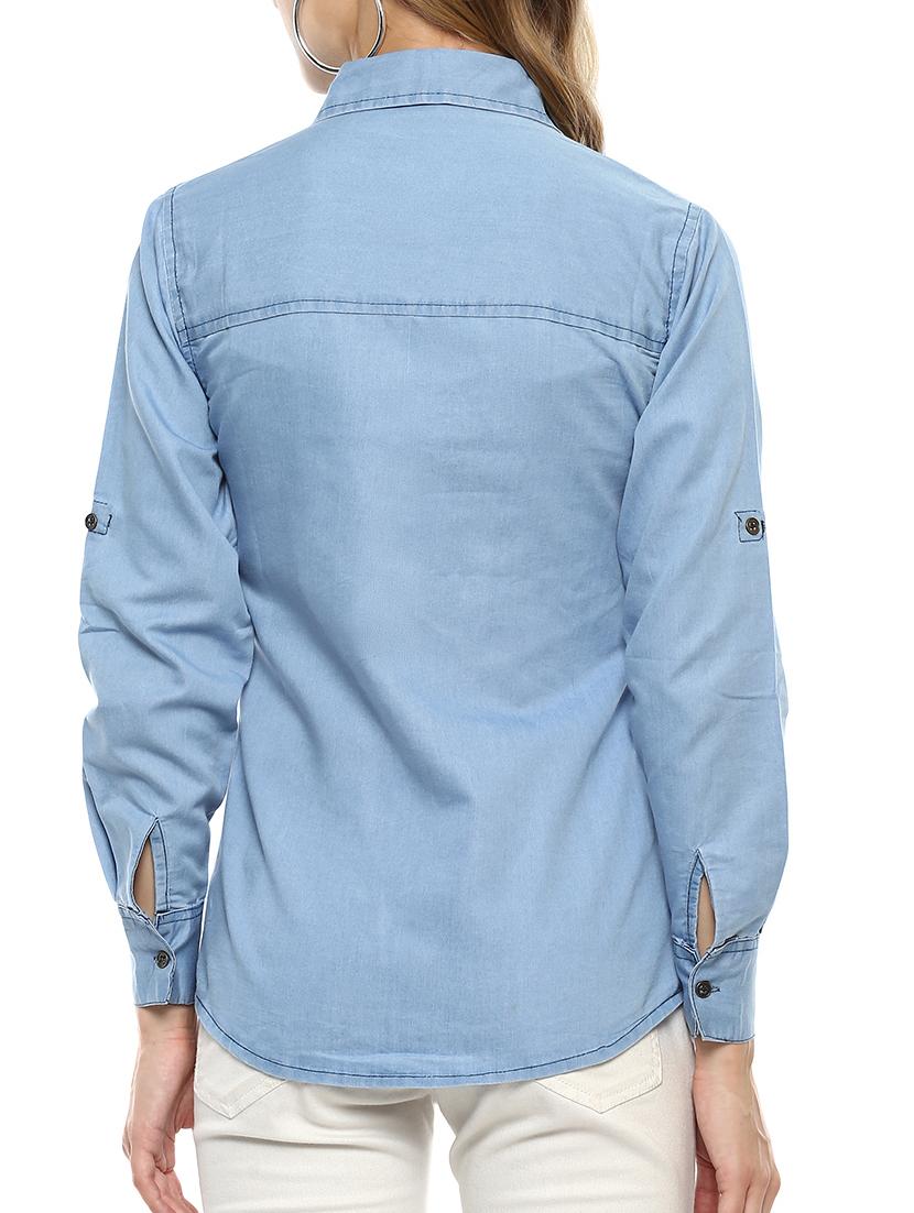 roll up sleeve denim shirt - 15427897 - Zoom Image - 3