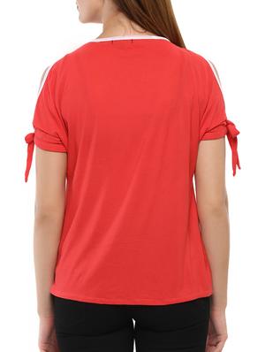 tie up sleeve cold shoulder top - 15427934 - Standard Image - 3