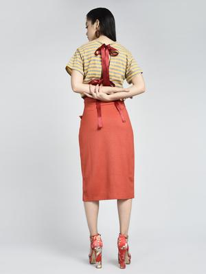 bow tie split back crop top - 15428269 - Standard Image - 3