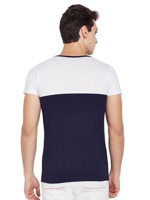 blue cotton blend color block t-shirt - 15429093 - Standard Image - 3