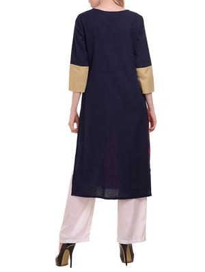straight color block kurta - 15429133 - Standard Image - 3