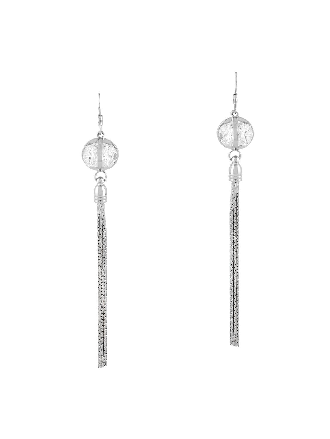 silver metal drop earring - 15429213 - Zoom Image - 3