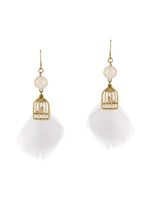 white metal drop earrings - 15429267 - Standard Image - 3