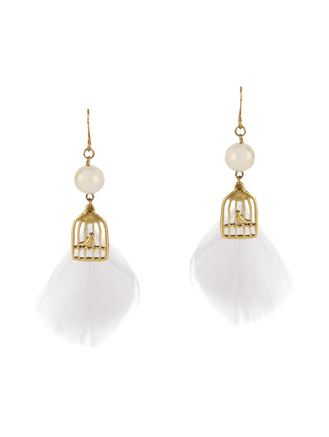 white metal drop earrings - 15429267 - Zoom Image - 3