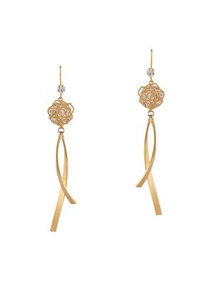 gold metal drop earrings - 15429295 - Standard Image - 3