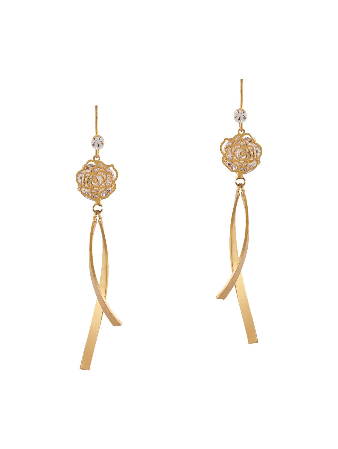 gold metal drop earrings - 15429295 - Zoom Image - 3