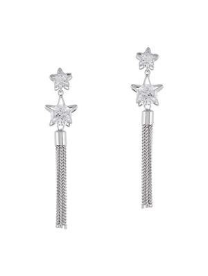 silver metal drop earrings - 15429314 - Standard Image - 3