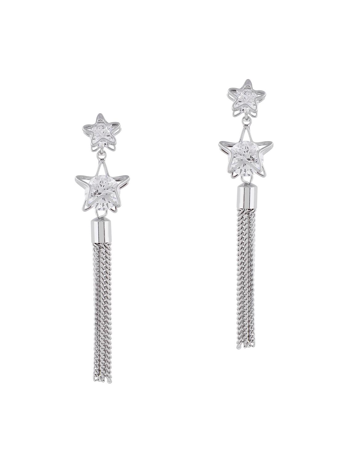 silver metal drop earrings - 15429314 - Zoom Image - 3