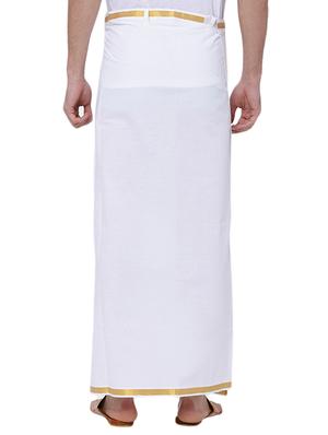 white cotton dhoti - 15429904 - Standard Image - 3