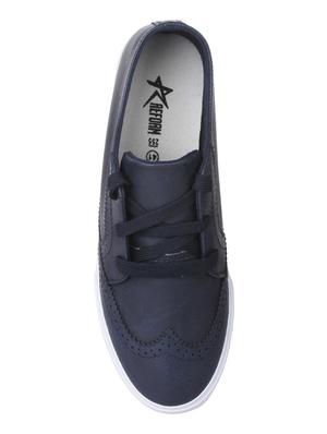 navy leatherette lace up sneakers - 15430024 - Standard Image - 3