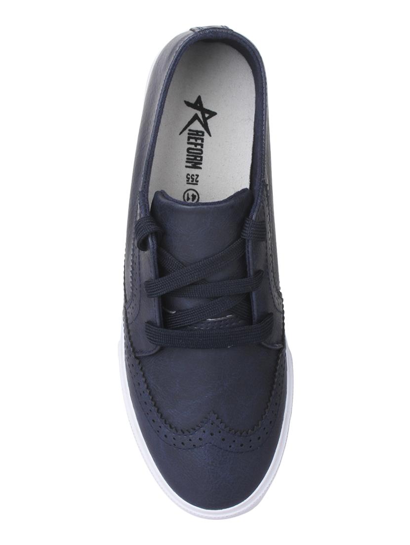 navy leatherette lace up sneakers - 15430024 - Zoom Image - 3