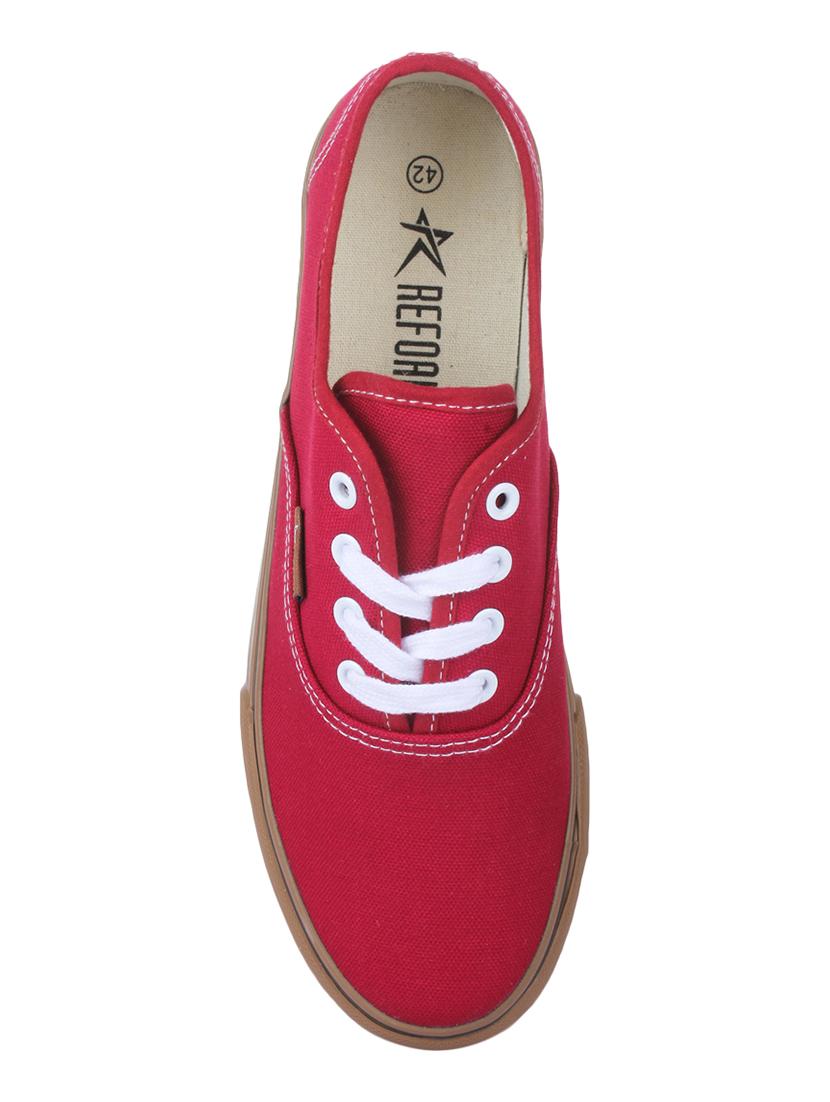 Red Canvas lace up sneakers - 15430034 - Zoom Image - 3