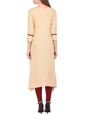 Beige high-low kurta - 15430610 - Standard Image - 3