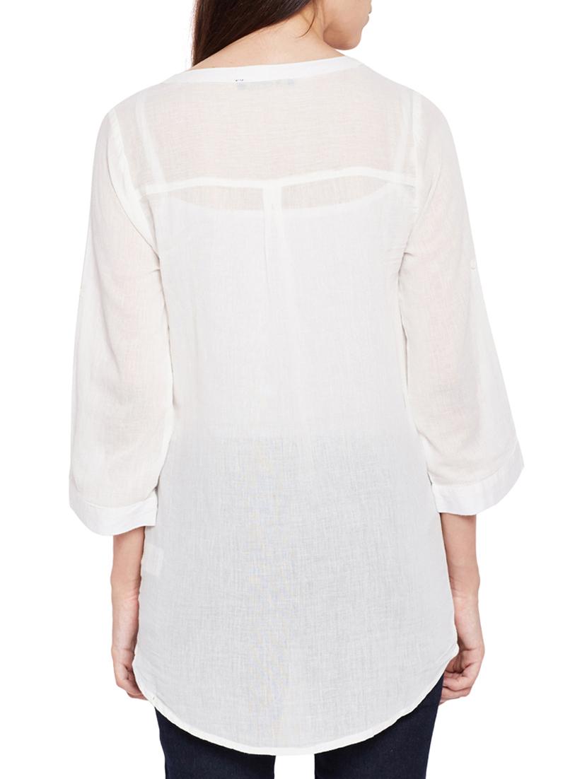 mesh button down embroidered shirt - 15431239 - Zoom Image - 3