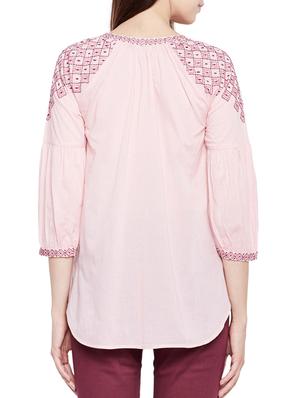 tie-up neck embroidered tunic - 15431327 - Standard Image - 3