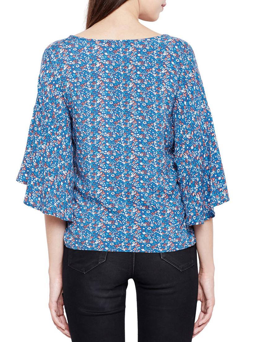 flared sleeve wrap top - 15431342 - Zoom Image - 3